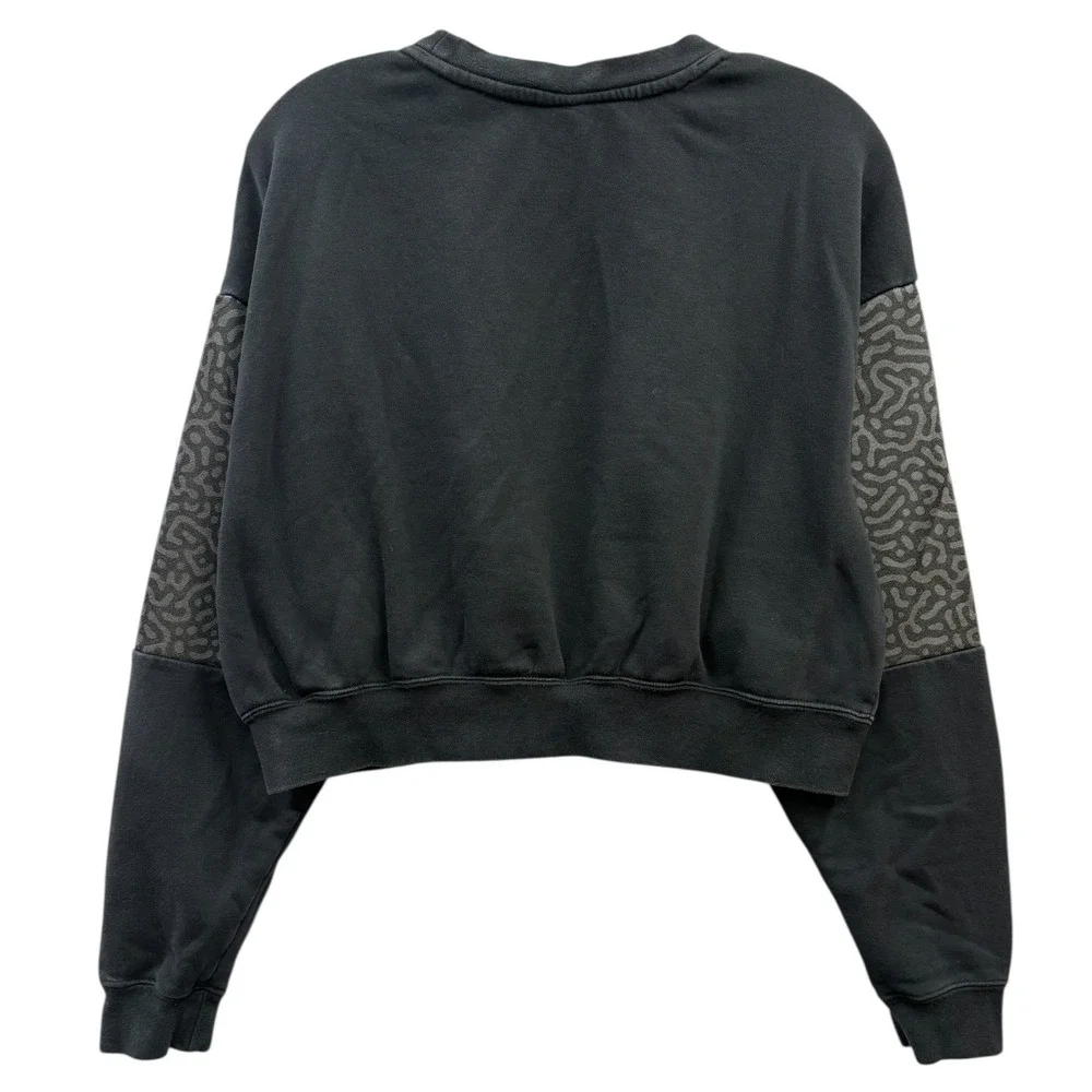 Nike‎ Women Black Crew Neck Cropped Sweatshirt Center Swoosh Athleisure S